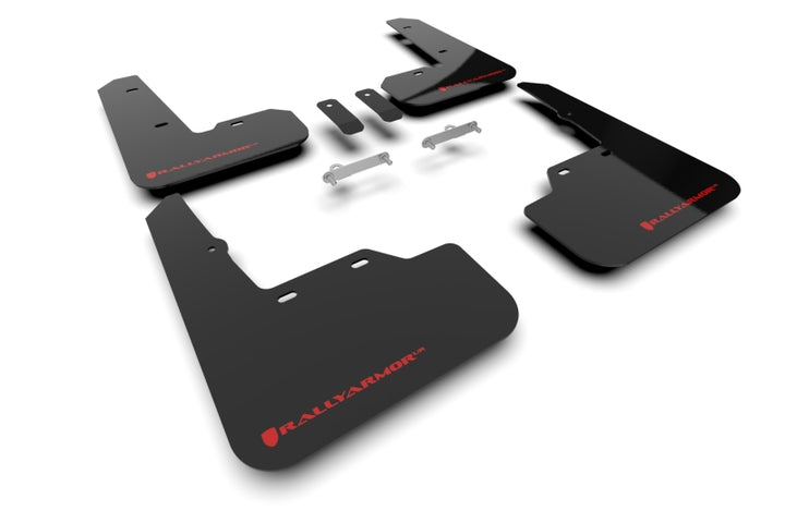 Rally Armor 22-25 Subaru WRX Black UR Mud Flap w/Red Logo - Bull Strap