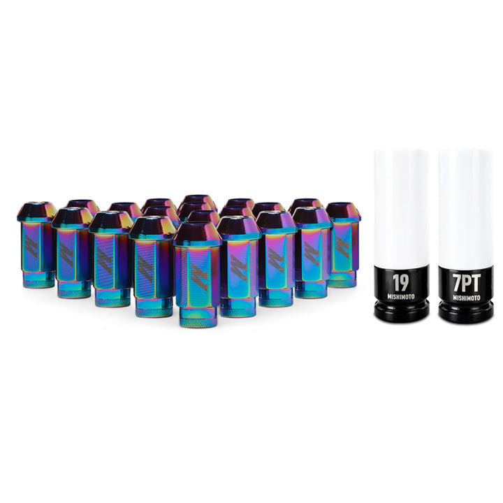 Mishimoto Aluminum Locking Lug Nuts M12x1.25 20pc Set Neo Chrome - Bull Strap