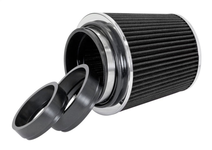 Spectre Adjustable Conical Air Filter 5-1/2in. Tall (Fits 3in. / 3-1/2in. / 4in. Tubes) - Black - Bull Strap