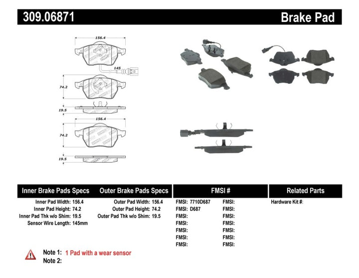 StopTech Performance 99-08 VW Jetta / 5/99-05 Golf GTi/GLS Turbo Front Brake Pads - Bull Strap