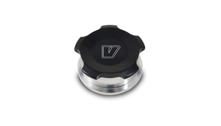 Vibrant 1.5in OD Aluminum Weld Bungs w/ Black Anodized Threaded Cap (incl. O-Ring) - Bull Strap