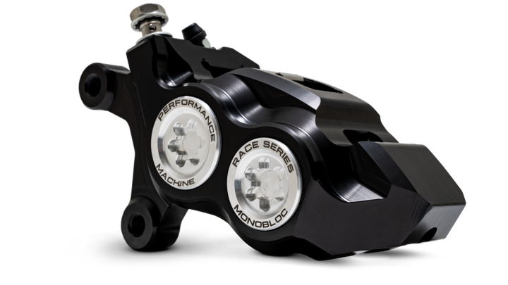 Performance Machine 08-23 FL,18-24 M8 Softail,06-17 VRod 137x4B Rce Series Monobloc Caliper Left BLK - Bull Strap