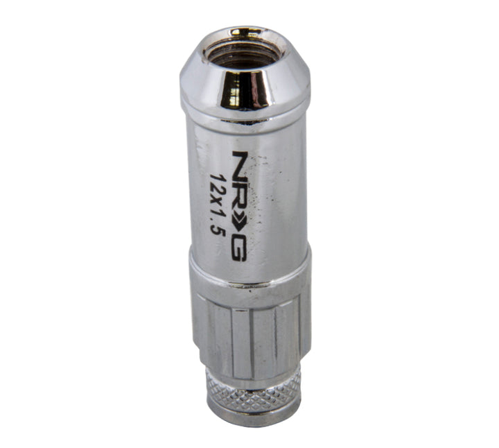NRG 700 Series M12 X 1.5 Steel Lug Nut w/Dust Cap Cover Set 21 Pc w/Locks & Lock Socket - Silver - Bull Strap