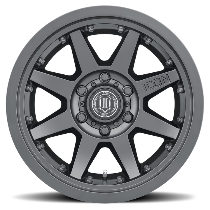 ICON Rebound Pro 17x8.5 6x5.5 0mm Offset 4.75in BS 106.1mm Bore Satin Black Wheel - Bull Strap