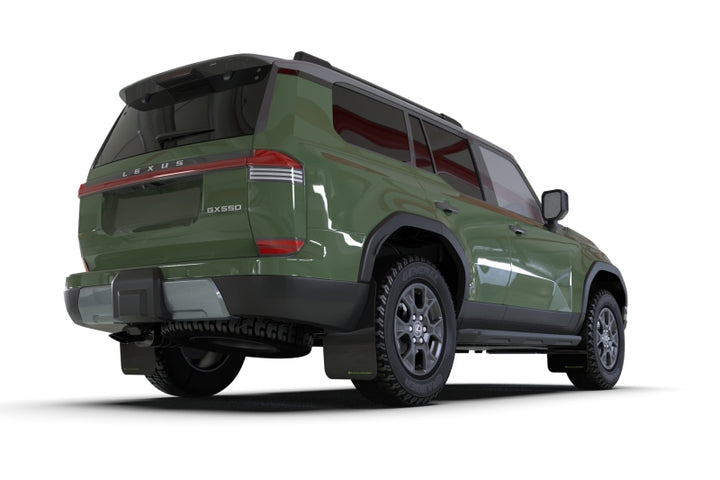 Rally Armor 2024+ Lexus GX-550 Overtrail Black UR Mud Flap Dark Green Logo - Bull Strap