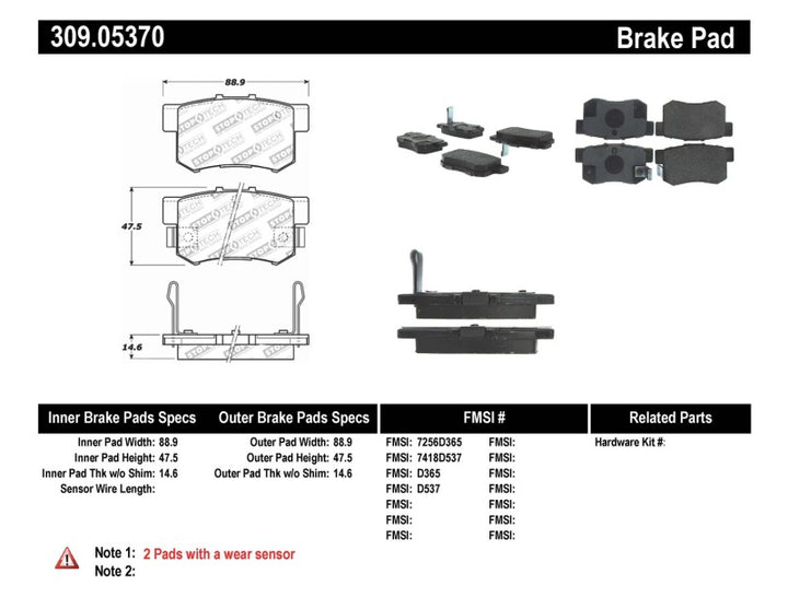 StopTech Performance 00-09 Honda S2000 / 92-07 Accord / 04-10 Acura TSX / 02-06 RSX Rear Brake Pads - Bull Strap