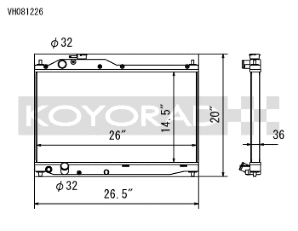 Koyo 00-09 Honda S2000 2.0/2.2L (MT) Radiator - Bull Strap