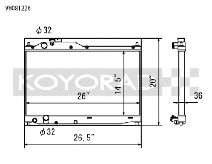 Koyo 00-09 Honda S2000 2.0/2.2L (MT) Radiator - Bull Strap