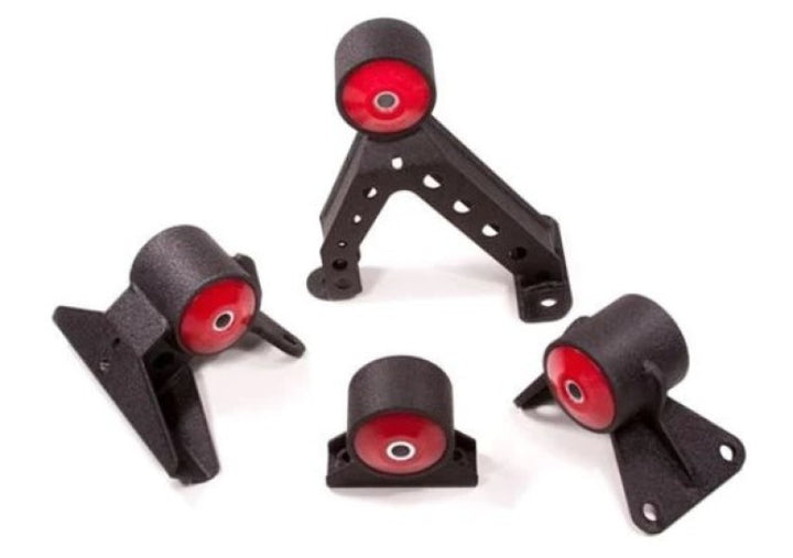 Innovative 07-13 Mitsubishi Evolution 4B11T Black Steel Mounts 75A Bushings - Bull Strap