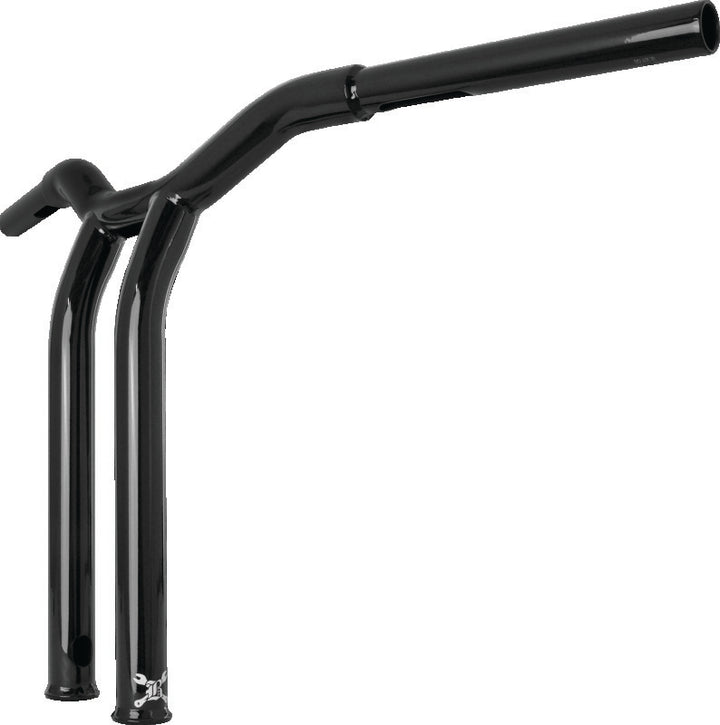 Burly Brand Dominator Raked Bar 14in - Gloss Black - Bull Strap