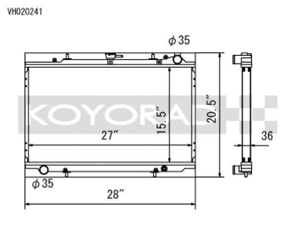 Koyo 90-96 Nissan 300ZX 3.0L Non Turbo MT Radiator - Bull Strap