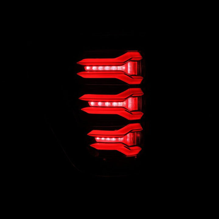 AlphaRex 21-22 Ford F150 LUXX LED Projector Tail Lights - Alpha-Black - Bull Strap