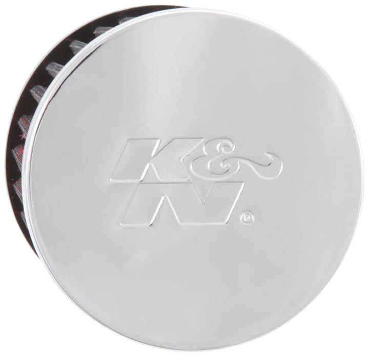 K&N Rubber Base Chrome Top Push-In Crankcase Vent Filter 3in OD x 2-1/2in H. - Bull Strap