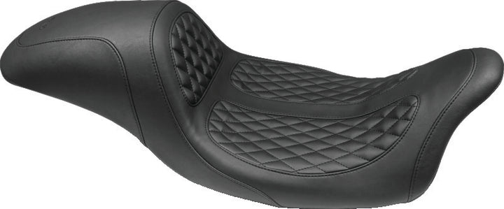 Mustang 08-21 Harley Electra Glide,Rd Glide,Rd King ,Str Glide Hightail Fastback 1PC Seat - Black - Bull Strap