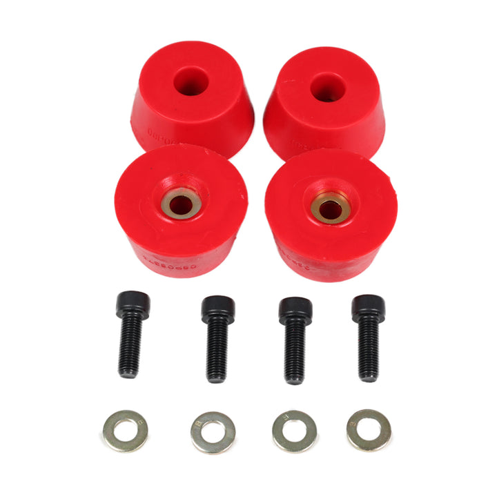 Energy Suspension 96-02 Toyota 4Runner Front Hyper Flex Red Bump Stop Set - Bull Strap