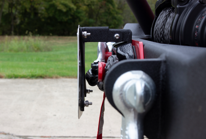 Fishbone Offroad 2018+ Jeep Wrangler JL - Black Aluminum Hawse Fairlead License Plate Mount - Bull Strap