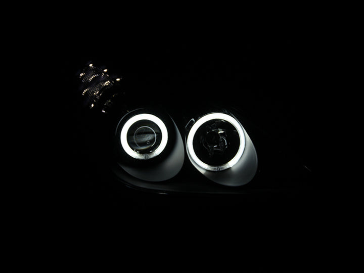 ANZO 2002-2003 Lexus Es300 Projector Headlights w/ Halo Black - Bull Strap