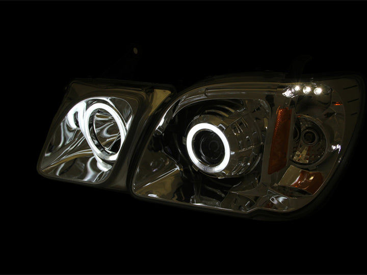 ANZO 1998-2007 Lexus Lx470 Projector Headlights w/ Halo Chrome (CCFL) - Bull Strap