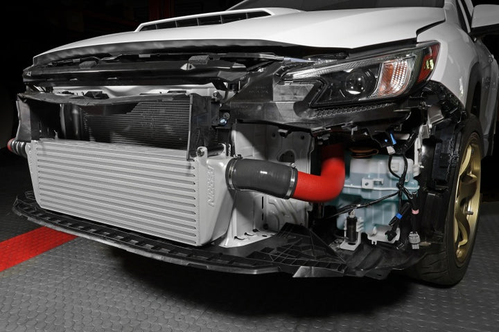 PERRIN 22-25 Subaru WRX Front Mount Intercooler Kit (Red Tubes & Silver Core) - Bull Strap