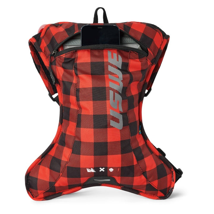 USWE Outlander Hydration Pack 2L - Flannel Red/Black - Bull Strap