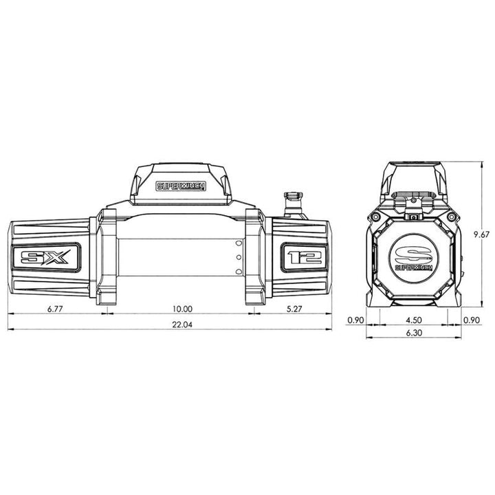 Superwinch 12000 LBS 12V DC 3/8in x 85ft Wire Rope SX 12000 Winch - Graphite - Bull Strap