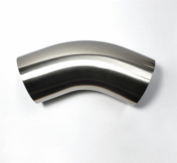 Stainless Bros 3.5in Diameter 1.5D / 5.25in CLR 45 Degree Bend 16GA Wall - Leg - Bull Strap