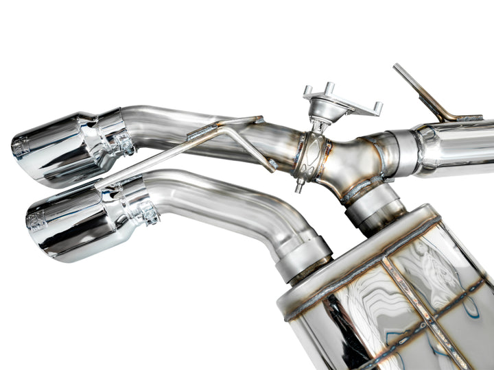 AWE Tuning 2021+ Cadillac CT4-V Blackwing SwitchPath Exhaust - Chrome Silver Tips - Bull Strap