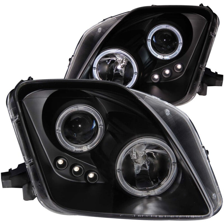 ANZO 1997-2001 Honda Prelude Projector Headlights w/ Halo Black w/ LED - Bull Strap
