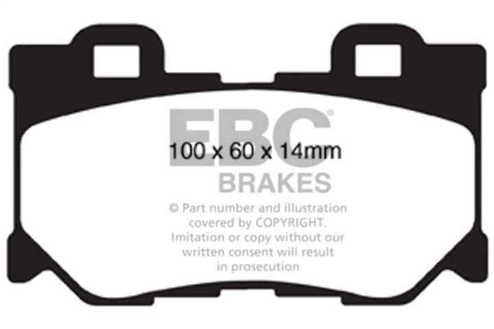EBC 08-13 Infiniti FX50 5.0 Yellowstuff Rear Brake Pads - Bull Strap