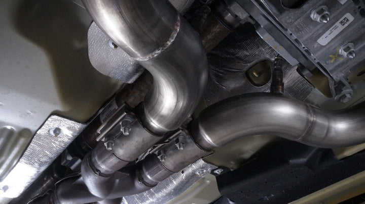 Stainless Works 2015+ Ford GT350 Headers 1-7/8in Primaries High-Flow Cats 3in Collectors - Bull Strap