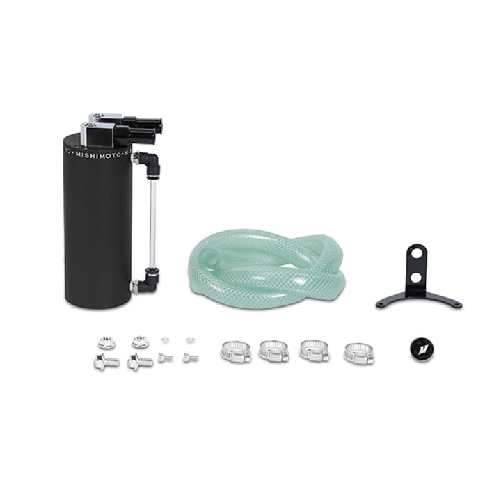 Mishimoto Small Aluminum Oil Catch Can - Wrinkle Black - Bull Strap