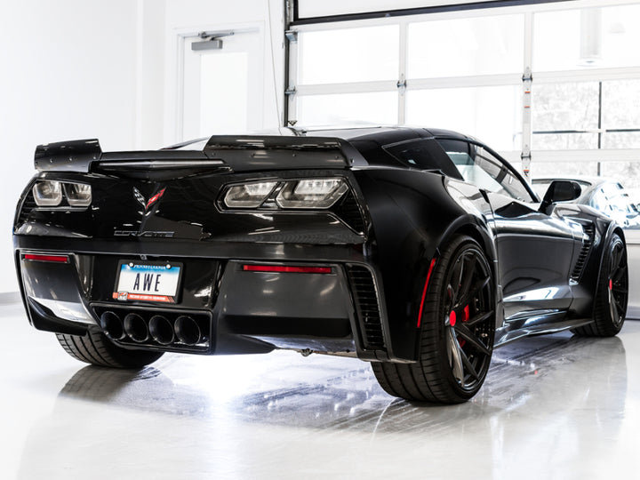 AWE Tuning 14-19 Chevy Corvette C7 Z06/ZR1 Track Edition Axle-Back Exhaust w/Black Tips - Bull Strap