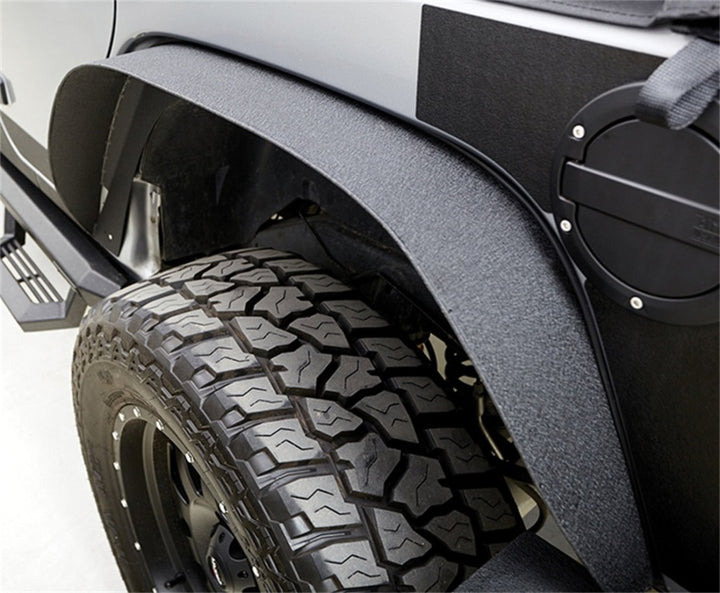 Rampage 2007-2018 Jeep Wrangler(JK) Steel Fender Flares - Slim - Black - Bull Strap