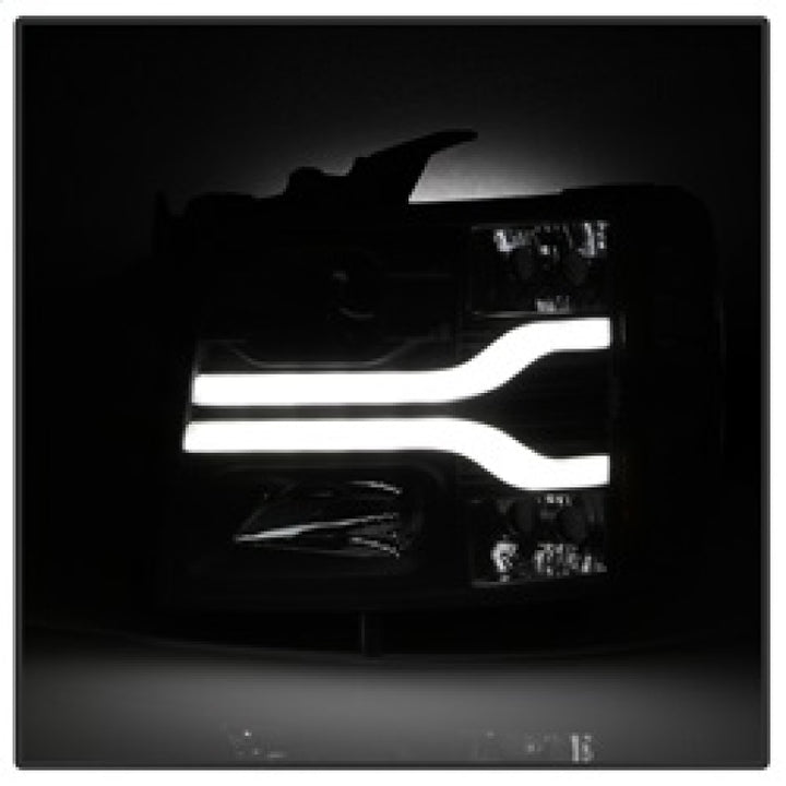 Spyder Chevy Silverado 1500 07-13 Version 3 Projector Headlights - Black PRO-YD-CS07V3-LBDRL-BK - Bull Strap