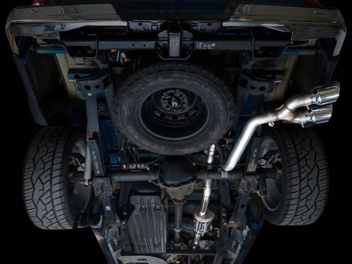 AWE 21-25 Ford F150 (14th Gen Reg Cab) Cat-Back Exhaust - 4.5in Dual Side Exit Chrome Tips - Bull Strap