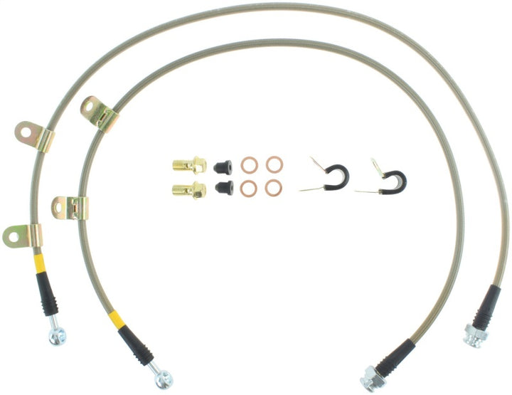 StopTech 07-08 Infiniti G35 / 09 G37 / 09 Nissan 370Z Front Stainless Steel Brake Lines - Bull Strap