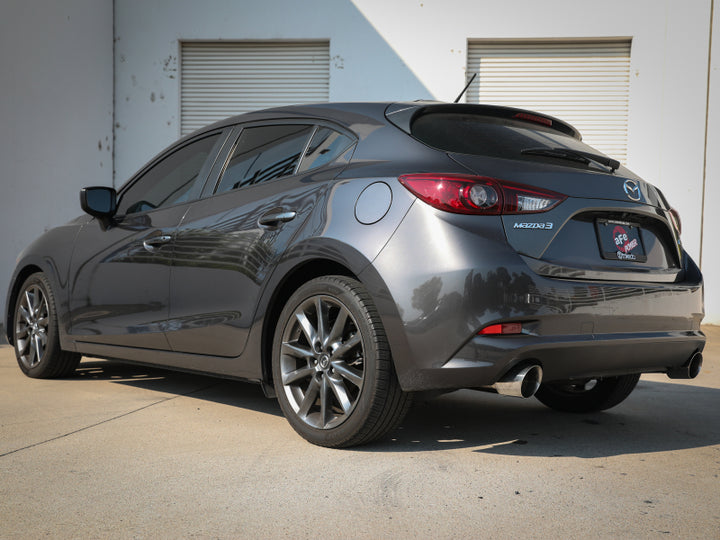 aFe Takeda 2-1/2in 304 SS Cat-Back Exhaust w/ Polished Tips 14-18 Mazda 3 L4 2.0L/2.5L - Bull Strap