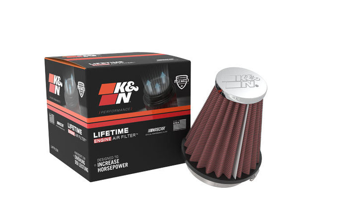 K&N Universal Chrome Filter 2.25 Inch Flange / 3.5 Inch Base / 2 Inch Top / 4 Inch Height - Bull Strap
