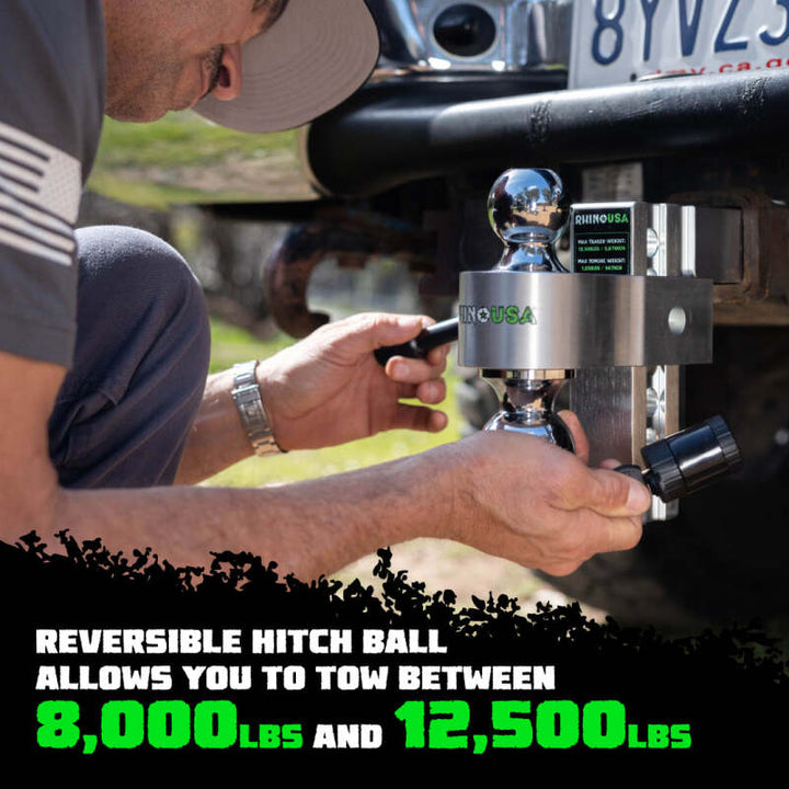 Rhino USA 6In Heavy Duty Drop Hitch - 2In (Silver) - Bull Strap