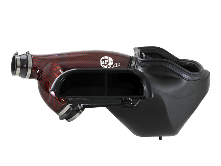 aFe 17-24 Ford F-150 Track Series Red Kevlar Carbon Fiber C/A Intake System w/Black Pro 5R Filter - Bull Strap