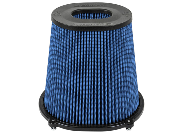 aFe Quantum Pro-5 R Air Filter Inverted Top - 5in Flange x 9in Height - Oiled P5R - Bull Strap