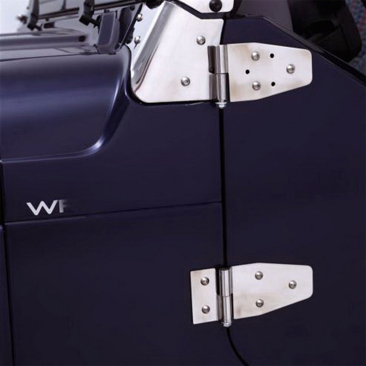 Rampage 1976-1983 Jeep CJ5 Lower Door Hinges - Stainless - Bull Strap