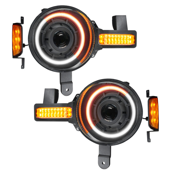 Oracle 2021+ Ford Bronco Oculus  Bi-LED Projector Headlights - Amber/White Switchback - Bull Strap