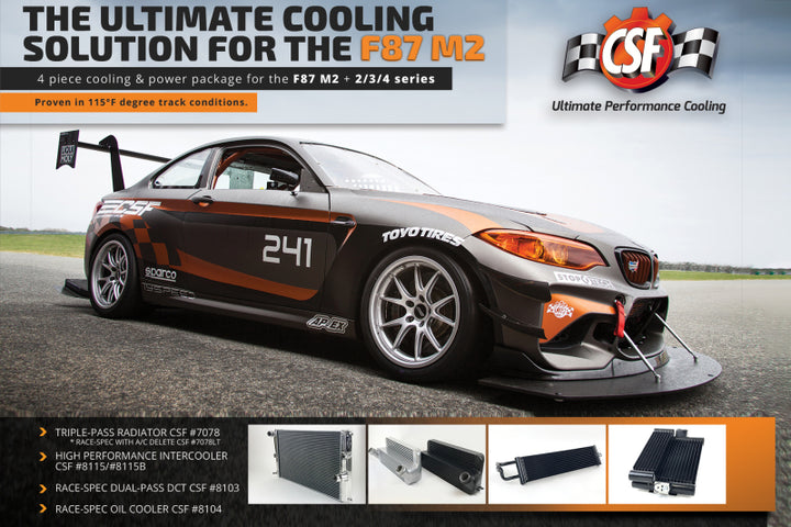 CSF 15-18 BMW M2 (F30/F32/F22/F87) N55 High Performance Stepped Core Bar/Plate Intercooler - Black - Bull Strap