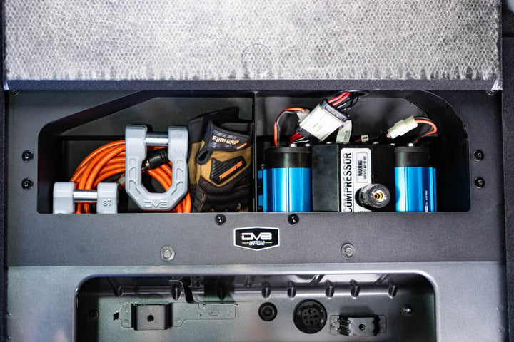 DV8 Offroad 21-23 Ford Bronco (Exc. Bronco Raptor) Air Compressor Mount & Storage Box - Bull Strap