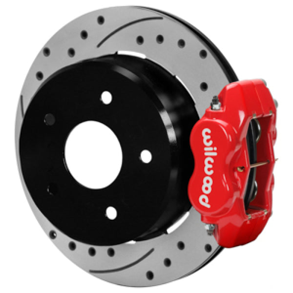 Wilwood 88-98 Chevy Silverado Forged Dynalite 12.19x0.81 Drill/Slot Rear Drum to Disc Conv. - Red - Bull Strap