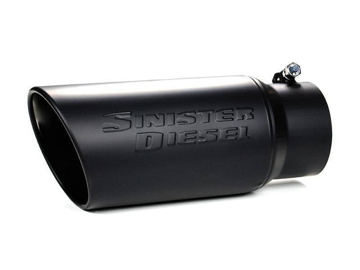 Sinister Diesel Universal Black Ceramic Coated Stainless Steel Exhaust Tip (4in to 5in) - Bull Strap