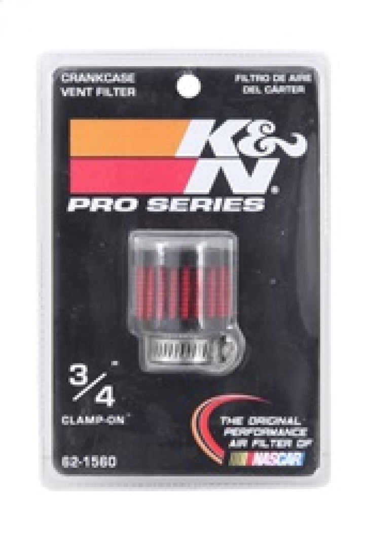 K&N 0.75 inch ID 1.375 inch OD 1.125 inch H Clamp On Crankcase Vent Filter - Bull Strap
