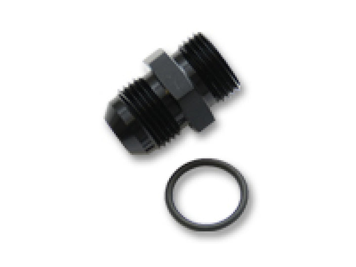 Vibrant -3AN Male Flare to -3 ORB Male Straight Adapter w/O-Ring - Anodized Black - Bull Strap
