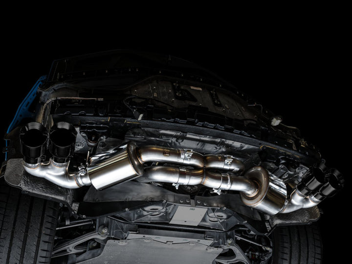 AWE Tuning 2020 Chevrolet Corvette (C8) Touring Edition Exhaust - Quad Diamond Black Tips - Bull Strap